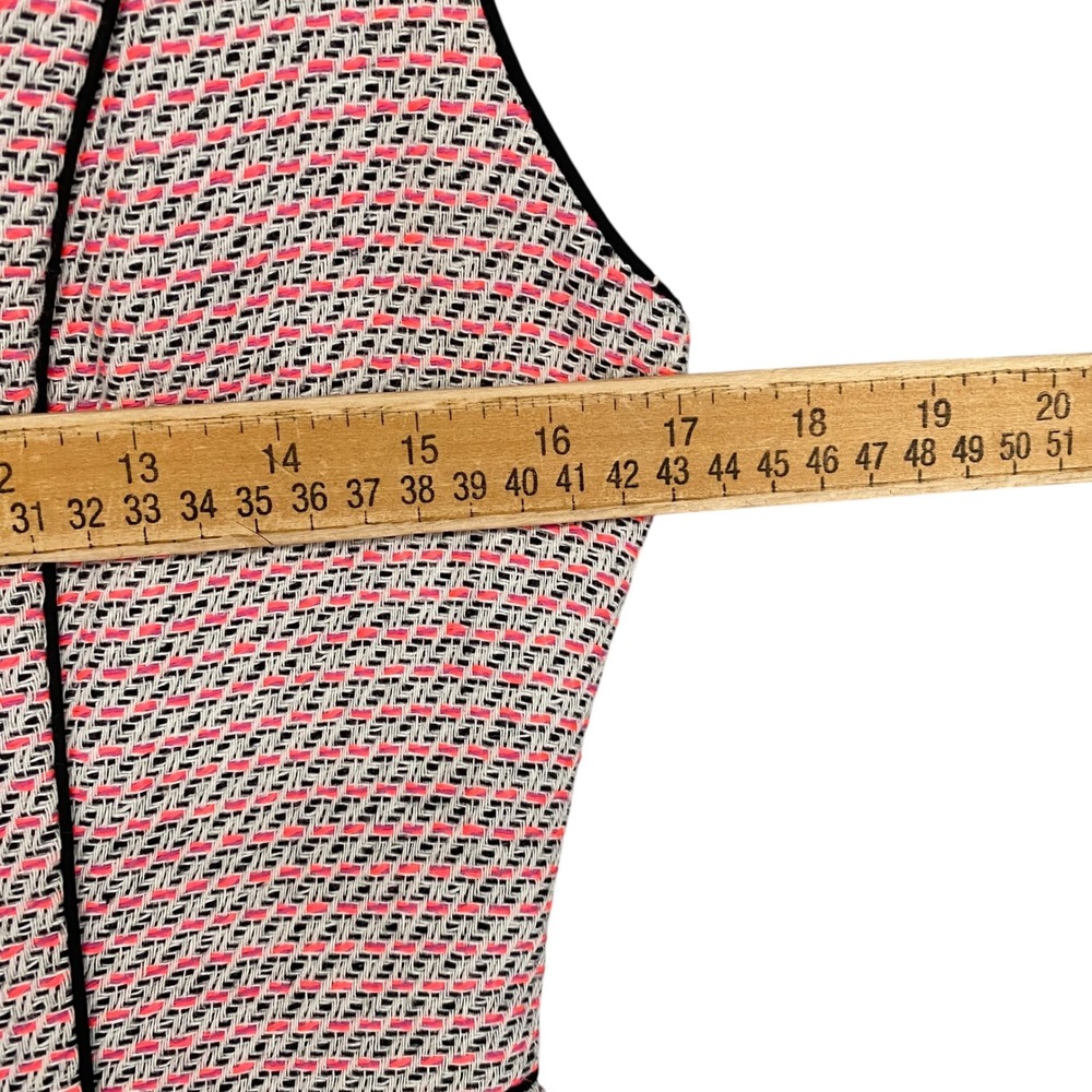 Banana Republic Pink Black Textured V-Neck Fit Flare Dress Pockets Womens 0 - Picture 9 of 13